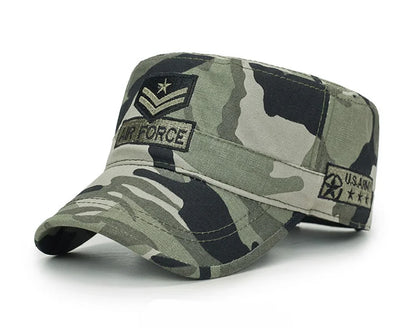 Four Seasons Hat Men's Korean Spring And Autumn Baseball Cap Cotton Outdoor Flat Military Cap Camouflage Embroidery Cap