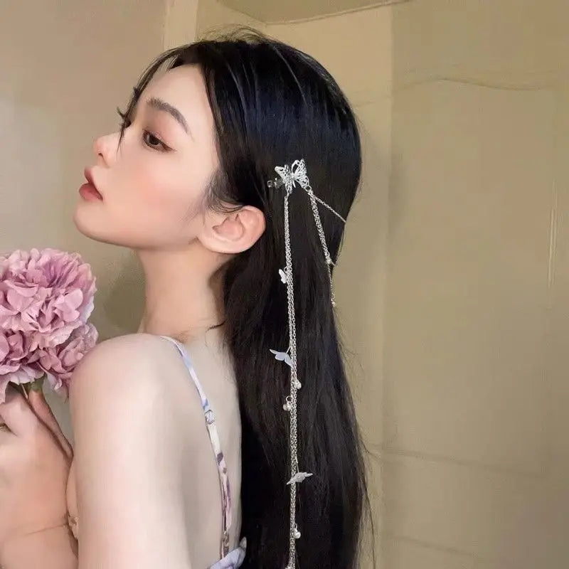 Crystal Long Tassel Chain Headband