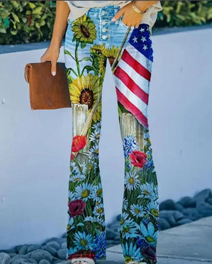 Casual Plus Size Women's Bell Bottom Pants