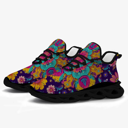 Bohemian Purple Gold Flower Men's and Women's Sneaker's