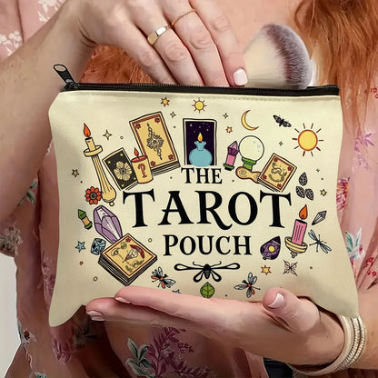 The Tarot Pouch Vibrant Cosmic Tarot Card Design Durable Polyester Compact & Portable Cosmetic Bag for Daily Use or Travel Pouch