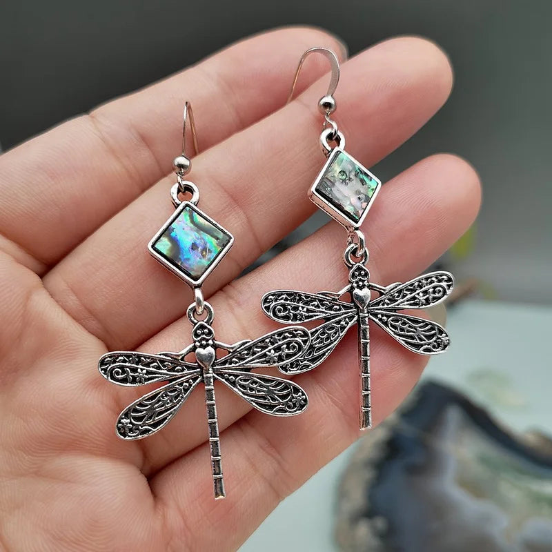 Abalone and Dragonfly Earrings