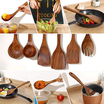 Wooden Cooking Spoons Smooth Teak