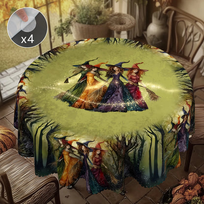 Retro Magic Broom Witch Pattern Tablecloth