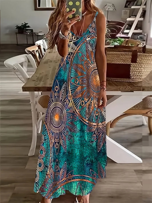 Bohemian-style Sexy Halter Ankle-length Dress