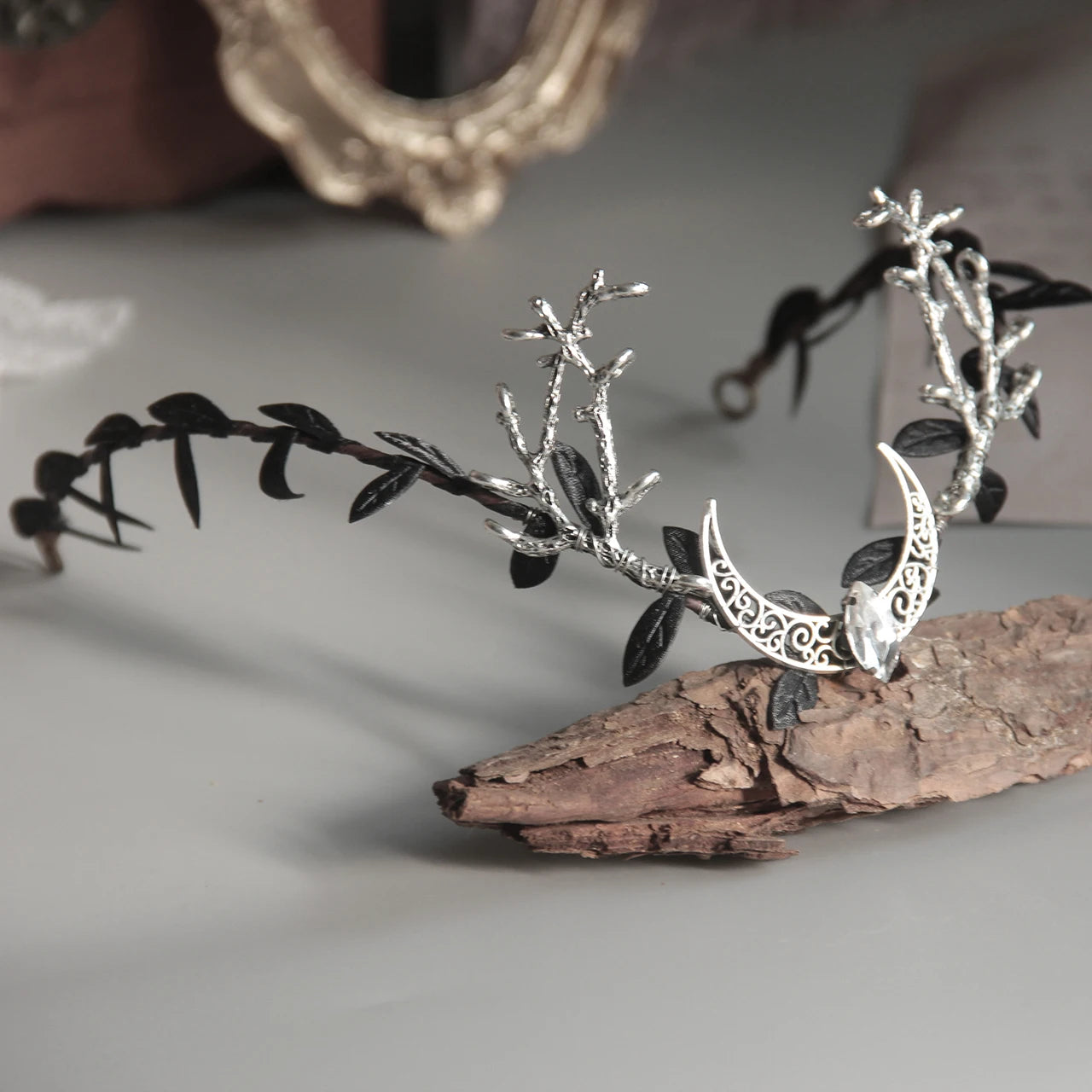 Black gothic crown with antlers