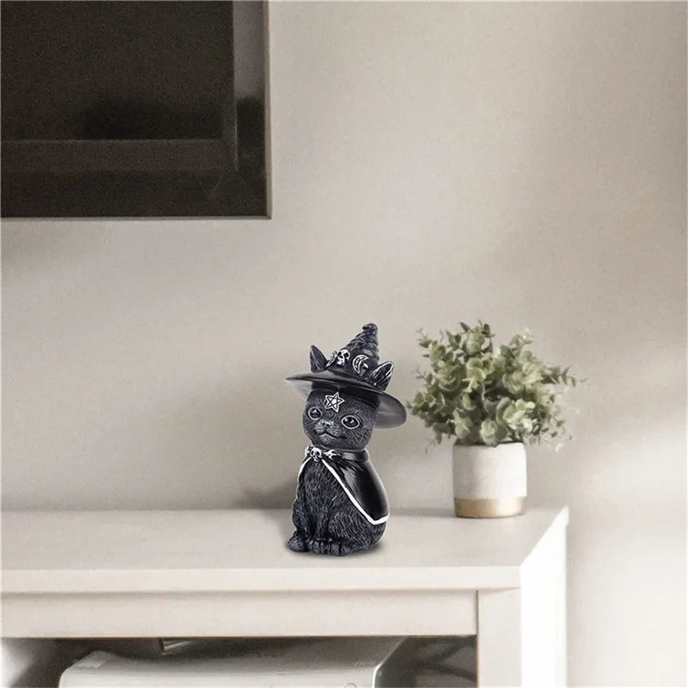 Mysterious Cute Cat Witch Figurine