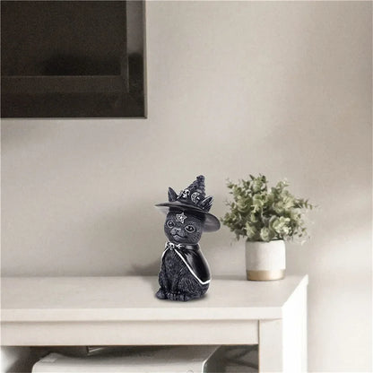 Mysterious Cute Cat Witch Figurine