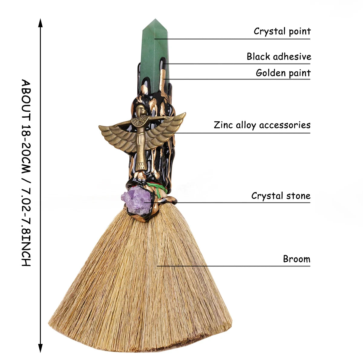 Natural Crystal Stone Point Magic Broom