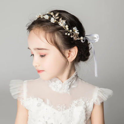 Sweet Flower Headband With Ribbon Wreath