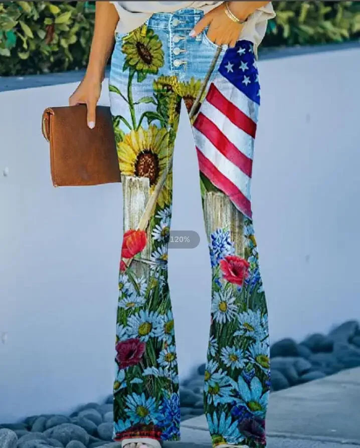 Casual Plus Size Women's Bell Bottom Pants