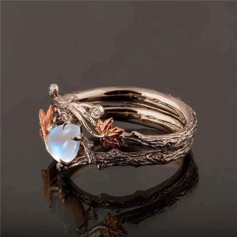 Vintage Maple Leaf Moonstone Ring