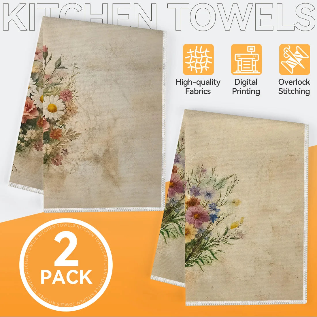 Retro Flowers 2-Pack Kitchen Towels