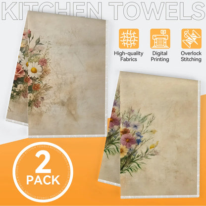Retro Flowers 2-Pack Kitchen Towels