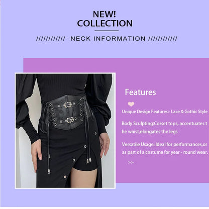 Ladies's Retro corset Belts Pin Buckle Elastic Lace & Gothic Style Cummerbunds tie rope Goth Punk For Women On Shirt Dress  Belt