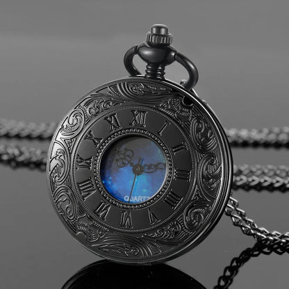 Antique Design Blue Dial Quartz Pocket Watch