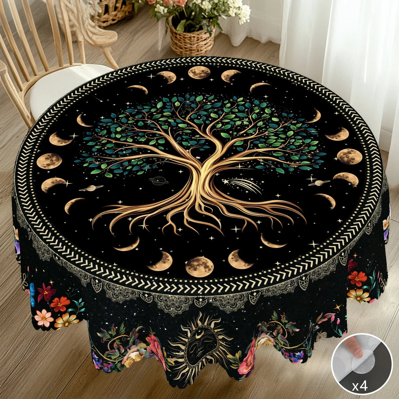 Tree of Life Constellation-Themed Round Tablecloth