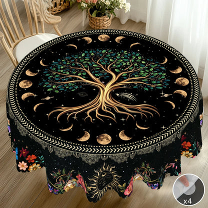 Tree of Life Constellation-Themed Round Tablecloth