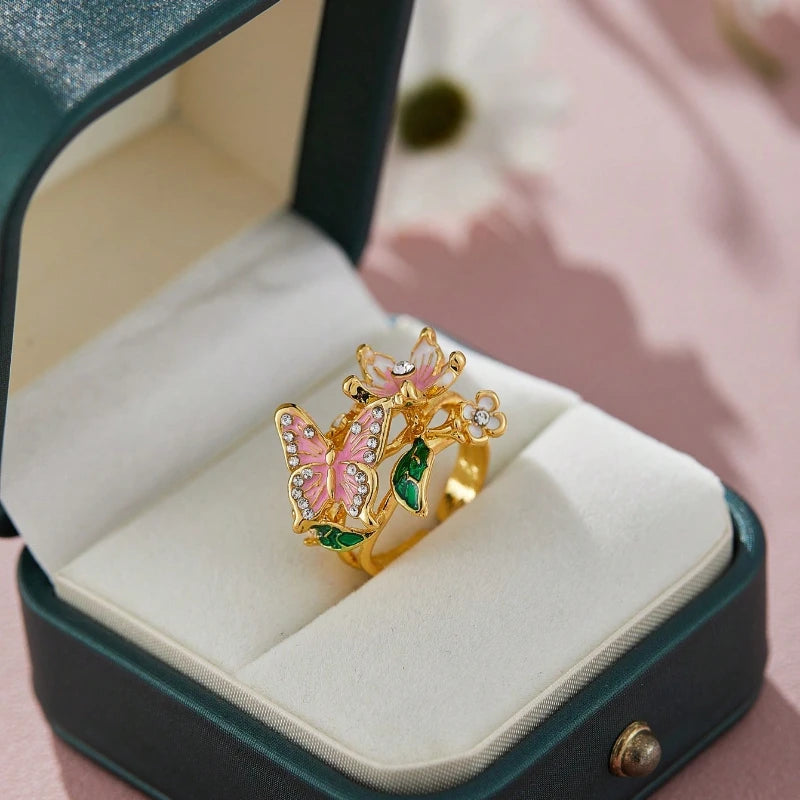 Aesthetic Flower Butterfly Rings