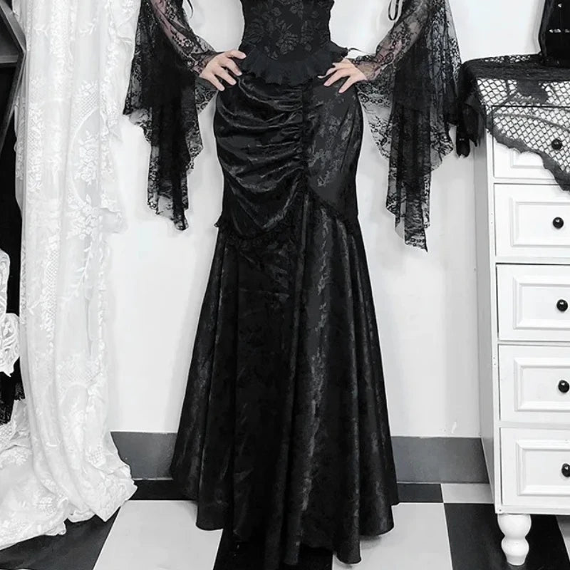 Velvet Fishtail Skirt Women Vintage