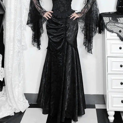 Velvet Fishtail Skirt Women Vintage