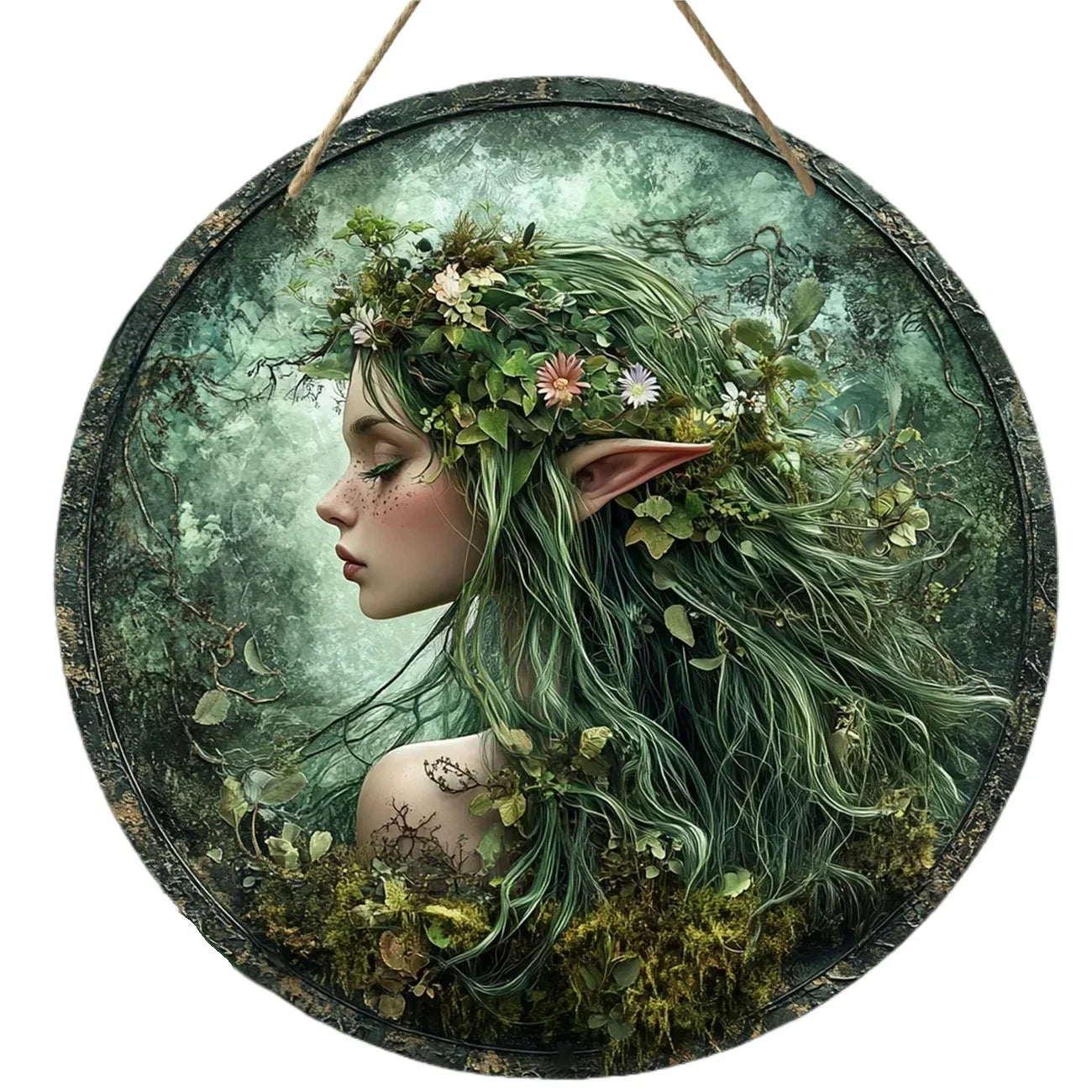 Tree Elf Circular Wooden Sign