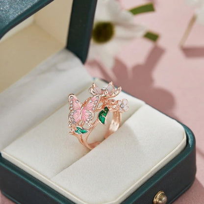 Aesthetic Flower Butterfly Rings