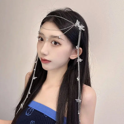 Crystal Long Tassel Chain Headband