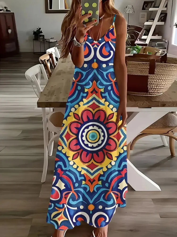 Bohemian-style Sexy Halter Ankle-length Dress