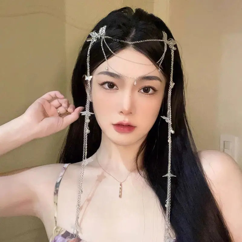 Crystal Long Tassel Chain Headband
