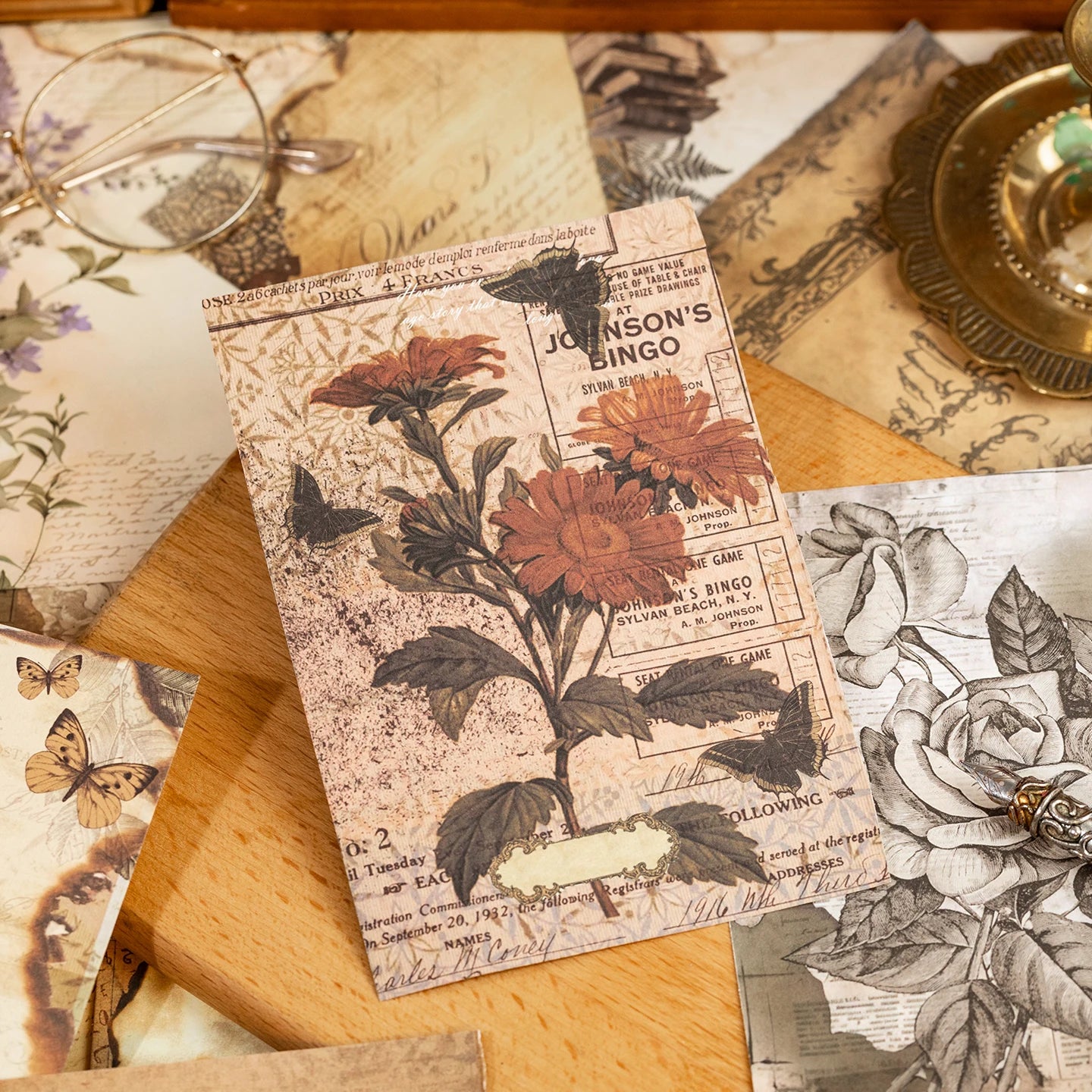 Vintage Style Notebook Set, Gold Foil Writing Pad