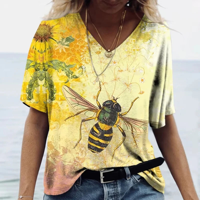 Women's T-Shirt Vintage Bee Print