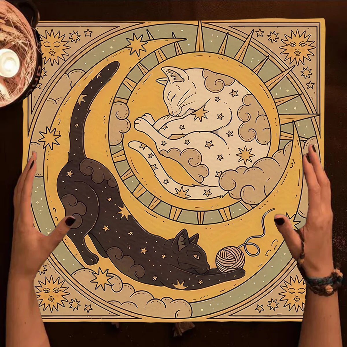 Esoteric Black Cat Tarot Tablecloth