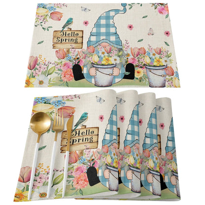 Spring Bee Daisy Gnome Table Mats Cotton