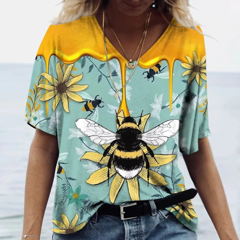 Women's T-Shirt Vintage Bee Print