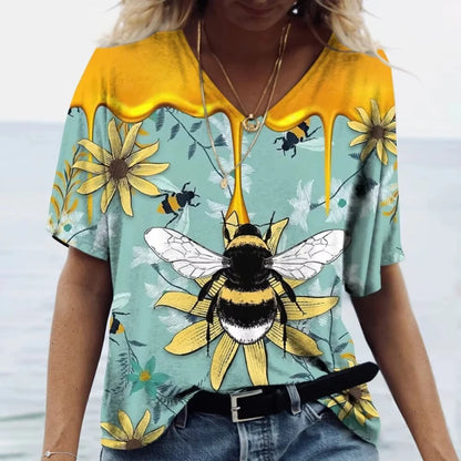Women's T-Shirt Vintage Bee Print
