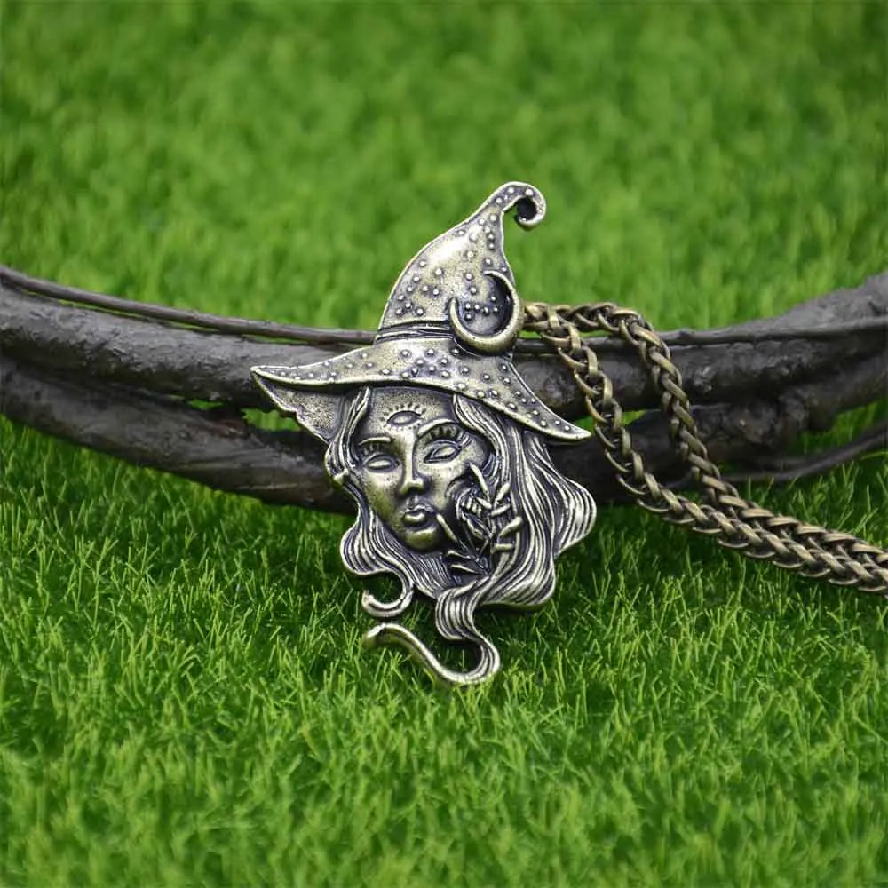 Wicca Crescent Moon Spells Witches Jewelery Goth Necklaces Women Punk Accessories Wiccan Supplies