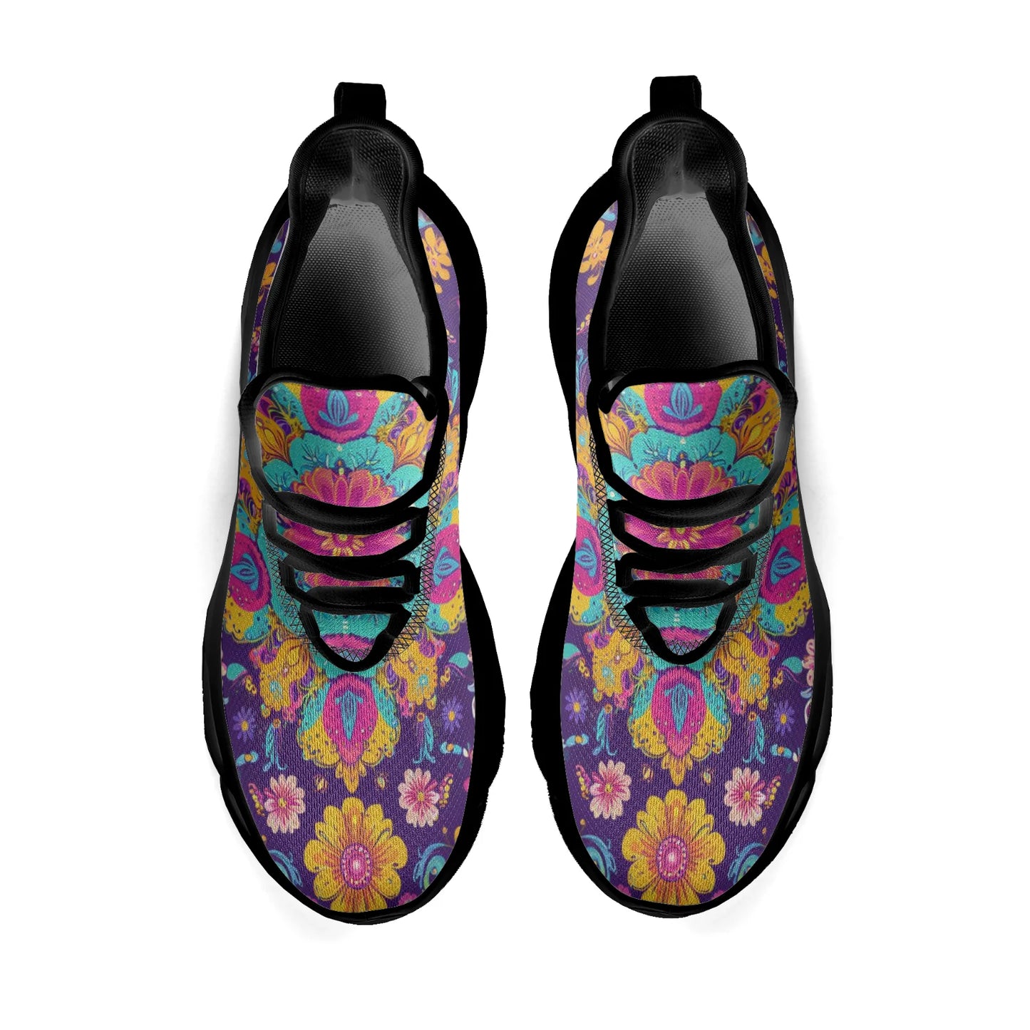 Bohemian Purple Gold Flower Men's and Women's Sneaker's