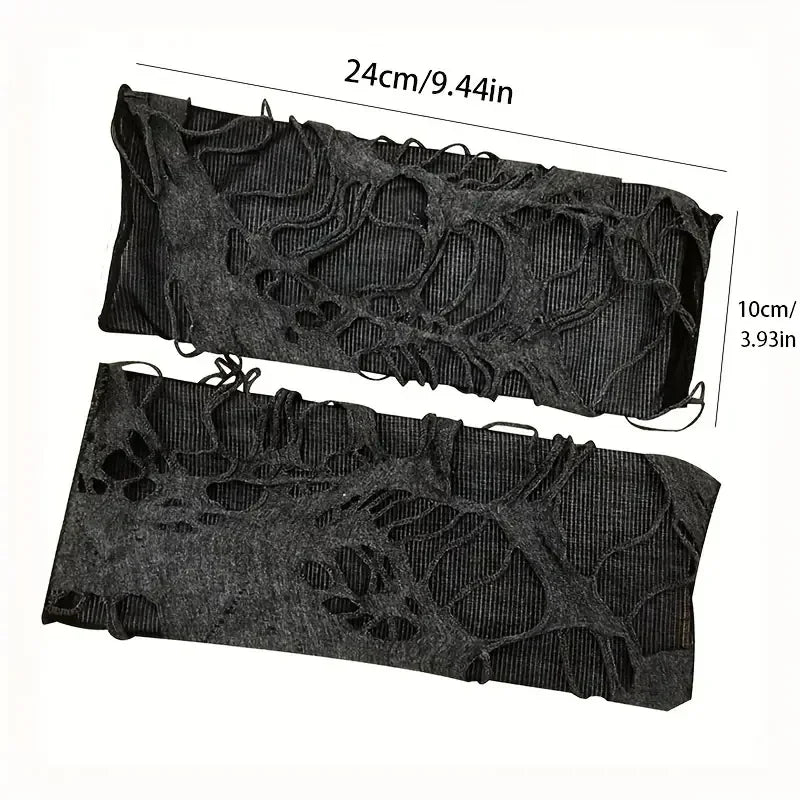 New Hot Sale Fashionable Simple Gothic Fingerless Gloves Unisex Tear Design Stretchy for Party Preparation and Durable