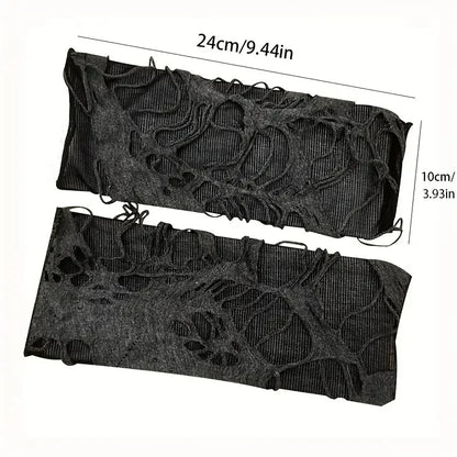 New Hot Sale Fashionable Simple Gothic Fingerless Gloves Unisex Tear Design Stretchy for Party Preparation and Durable