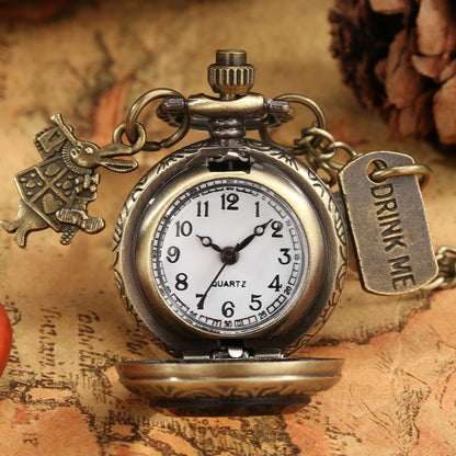 Vintage Quartz Lovely Rabbit Bronze Pocket Watch