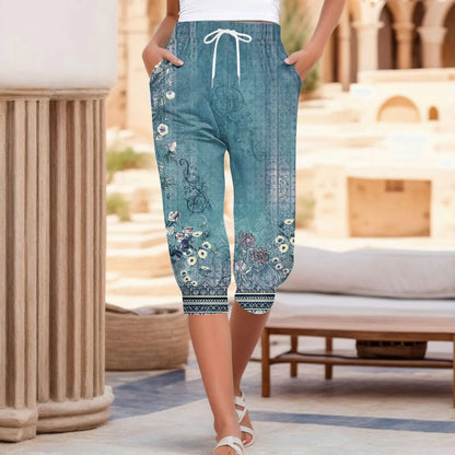 Over sized Drawstring Sweatpants Capris For Women