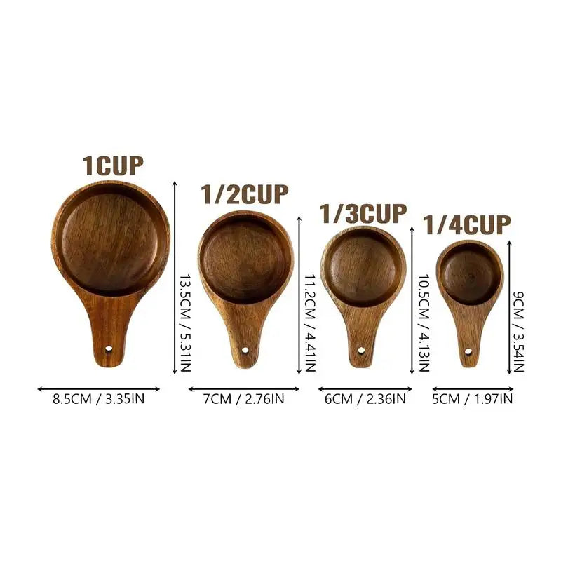 4 pcs Wooden Measuring Cup Or Spoon Set