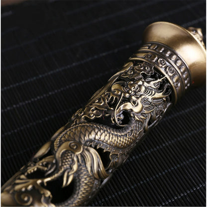 Archaize Vertical Incense Burner Buddha Heart Sutra Dragon Phoenix Pillar Metal Thread Incense Stick Home Office Decoration