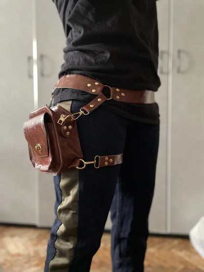 Steam Punk PU Waist Bags Hip Pack
