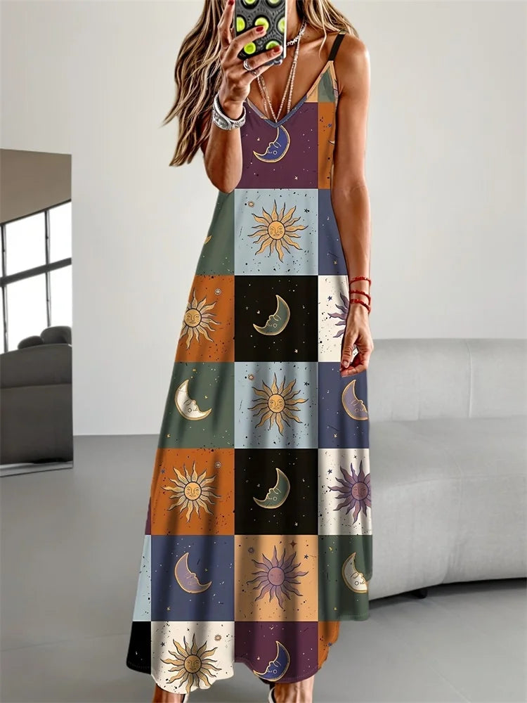 Bohemian-style Sexy Halter Ankle-length Dress