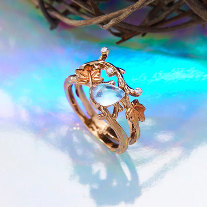 Creative Retro Niche Exquisite Branch Maple Leaf Ring Women's Fashion Creative Holiday Party Valentine's Day Jewelry Accessories