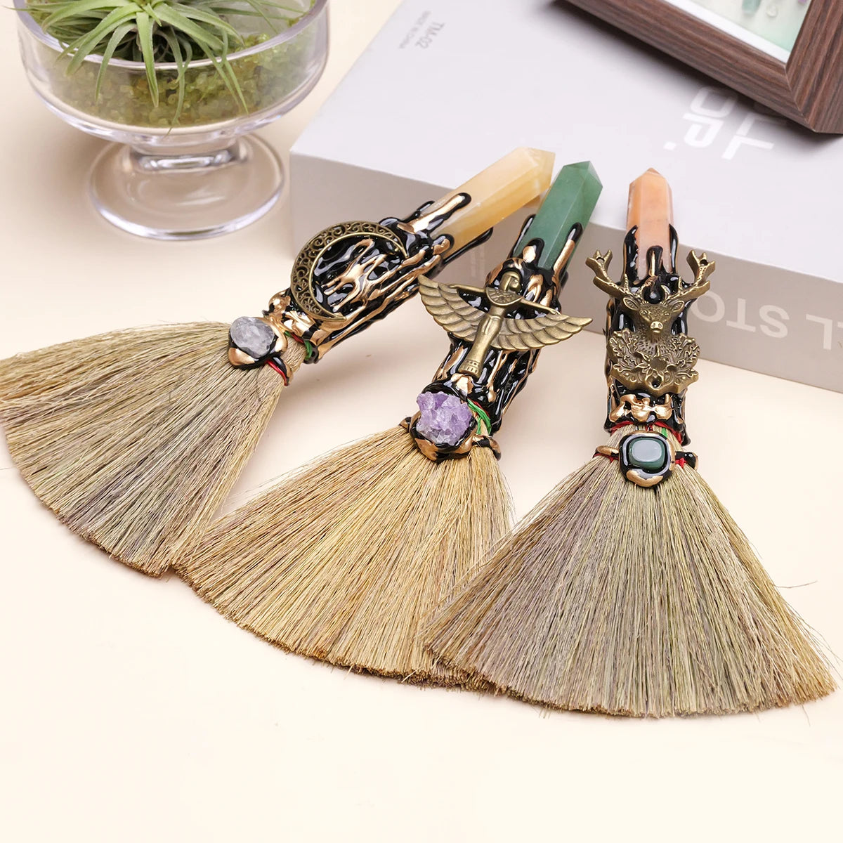 Natural Crystal Stone Point Magic Broom