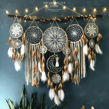 5pcs/set Boho Macrame Dream Catchers Wall Hangings