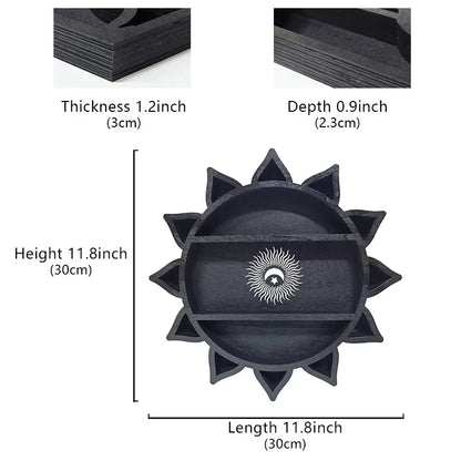 Wooden Lotus Flower Crescent Moon Shelf